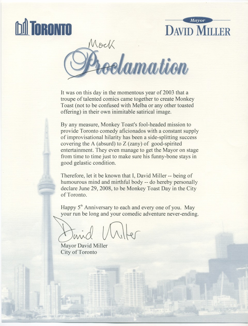 Press Mayor David Miller